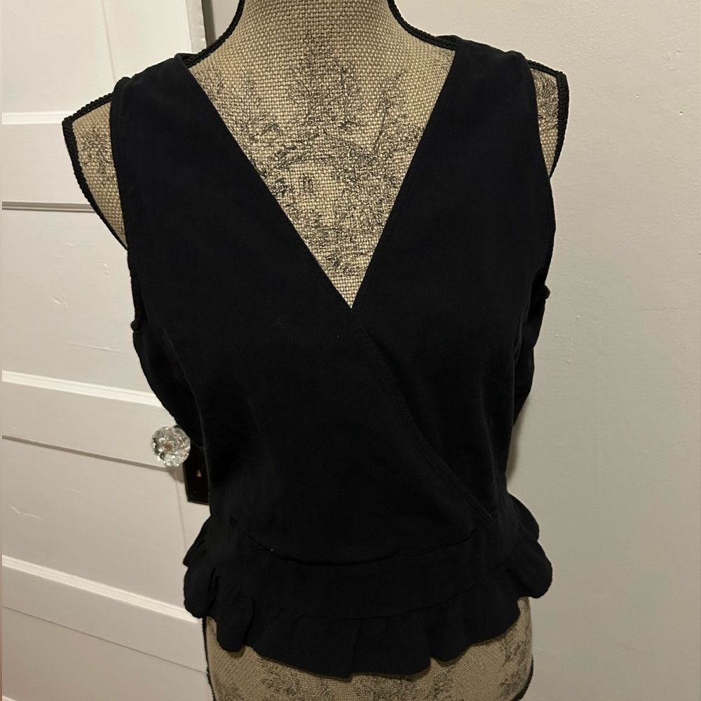 Vero Moda Black Scrunch Waist Cross Layered Ruffled Bottom Tank Top